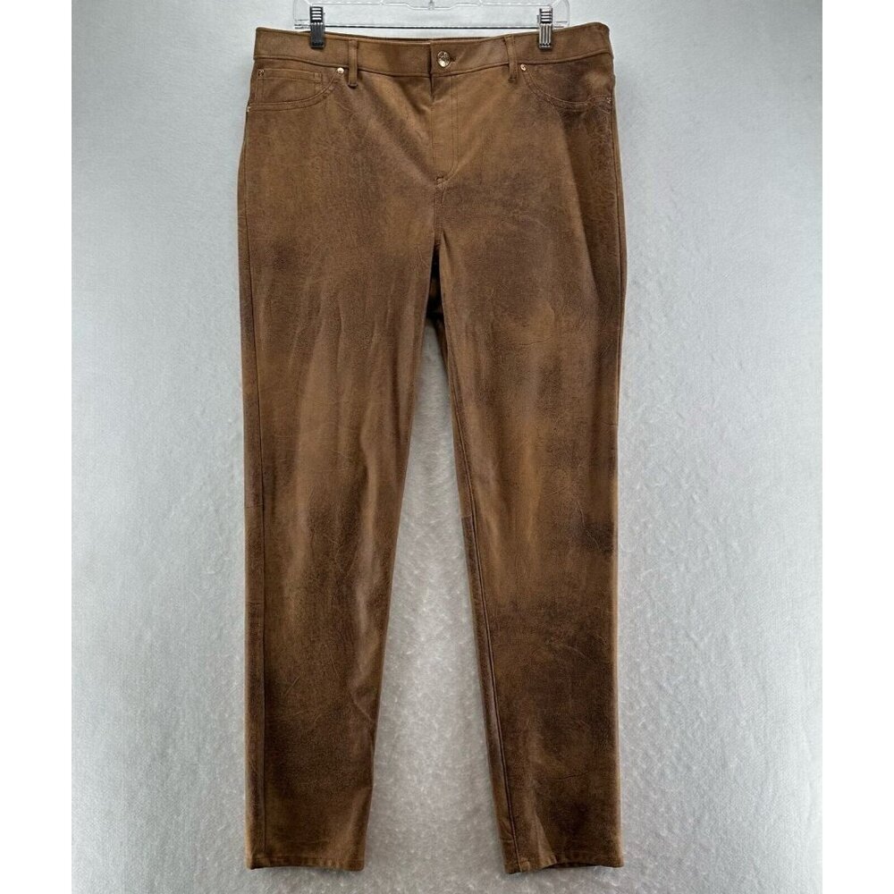 Chico's Jeans Womens Size 2 Faux Suede High Waist Skinny Stretch Brown